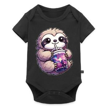 Faultiere trinkt Bubble Tea kawaii Galaxy Boba - Baby Premium Kurzarmbody - Schwarz - Vorne