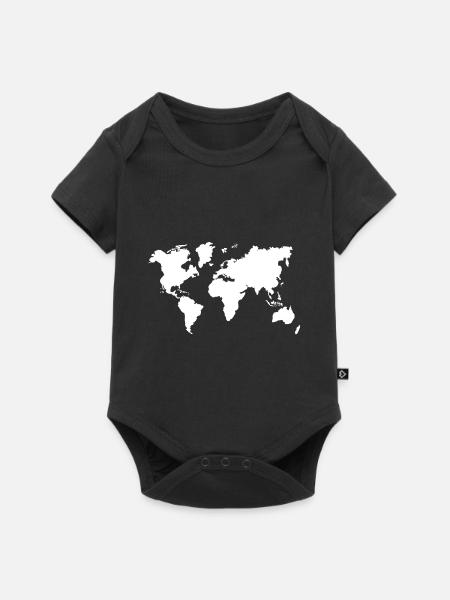 Weltkarte Reise Kontinente - Baby Premium Kurzarmbody - Schwarz