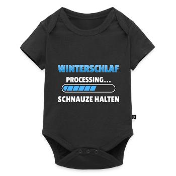 Winterschlaf Processing Schnauze Spruch T-shirt - Baby Premium Kurzarmbody - Schwarz - Vorne