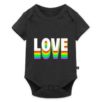 Love Text Regenbogen - Baby Premium Kurzarmbody - Schwarz - Vorne