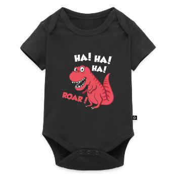 Ha Ha Ha Roar Dino Reptilien Geschenk Kinder - Baby Premium Kurzarmbody - Schwarz - Vorne