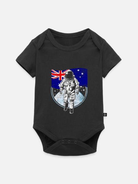 Australien Flagge im Weltraum Astronaut Geschenk - Baby Premium Kurzarmbody - Schwarz