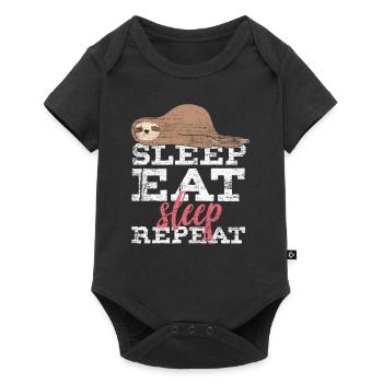 Sleeping sloth gift idea lazy laziness - Baby Premium short-sleeve bodysuit - black - Front