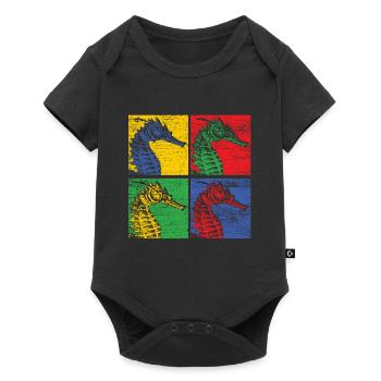 Hippocampe hippocampe poisson mer océan cadeau - Body à manches courtes Premium Bébé - noir - Devant