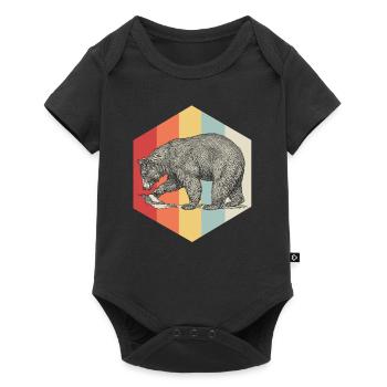 Ours brun poisson animal vintage cadeau ours coloré - Body à manches courtes Premium Bébé - noir - Devant