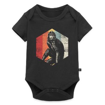 Affe Banane Geschenk essen gelb süß Hunger Tier - Baby Premium Kurzarmbody - Schwarz - Vorne