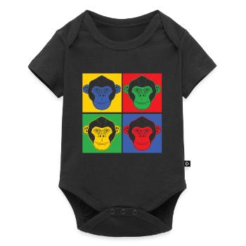 Affen Pop Art Geschenk Tier Gorilla Schimpansen - Baby Premium Kurzarmbody - Schwarz - Vorne