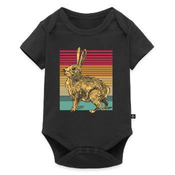 Rabbit in retro style Easter bunny rabbit animal - Baby Premium short-sleeve bodysuit - black - Front