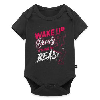 Sportswoman strength training bodybuilder beast training - Baby Premium short-sleeve bodysuit - black - Front