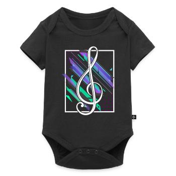 Clef notes times pink blue music bars - Baby Premium short-sleeve bodysuit - black - Front