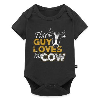 Cow-boy fermier agricole vache garçon homme paysan - Body à manches courtes Premium Bébé - noir - Devant