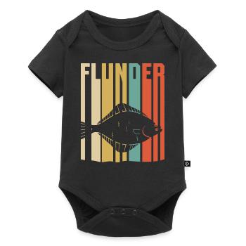 Retro Plattfisch Angeln Flunder Fisch für Angler - Baby Premium Kurzarmbody - Schwarz - Vorne