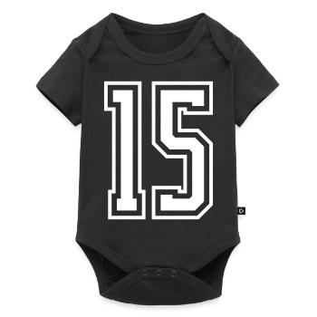 15 Numéro de numéro - Body à manches courtes Premium Bébé - noir - Devant