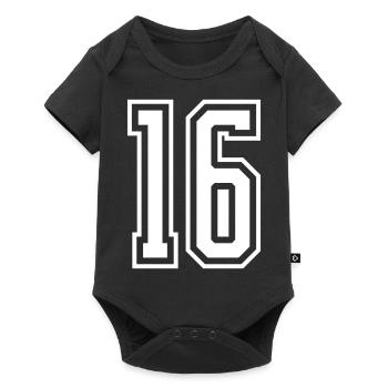 16 Zahl nummer - Baby Premium Kurzarmbody - Schwarz - Vorne