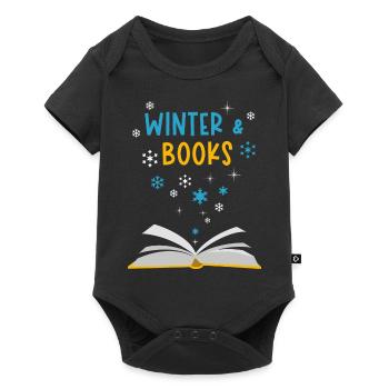 Winter Cozy Reading Books Snow Nature - Baby Premium short-sleeve bodysuit - black - Front
