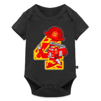 Feuerwehrmann 4. Geburtstagsparty Nummer 4 - 4 Jah - Baby Premium Kurzarmbody - Schwarz - Vorne