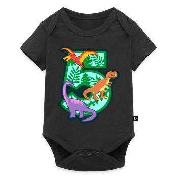 Dinosaures 5ème fête d’anniversaire numéro 5 - 5 ans - Body à manches courtes Premium Bébé - noir - Devant