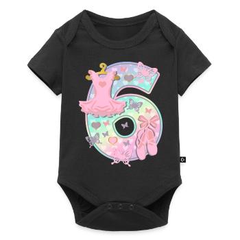 Ballerina 6. Geburtstagsparty Nummer 6 - 6 Jahre - Baby Premium Kurzarmbody - Schwarz - Vorne