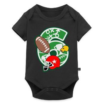 Fußball 6. Geburtstagsparty Nummer 6 - 6 Jahre - Baby Premium Kurzarmbody - Schwarz - Vorne