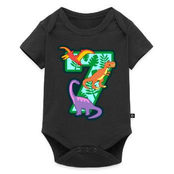 Dinosaur 7th Birthday Party Number 7 - 7 Years - Baby Premium short-sleeve bodysuit - black - Front