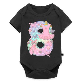 Ballerina 8. Geburtstagsparty Nummer 8 - 8 Jahre - Baby Premium Kurzarmbody - Schwarz - Vorne