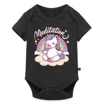 Méditation Kawaii Licorne Méditation - Body à manches courtes Premium Bébé - noir - Devant