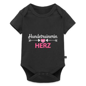 Hundetrainerin mit Herz Ausbildung Hunde - Baby Premium Kurzarmbody - Schwarz - Vorne