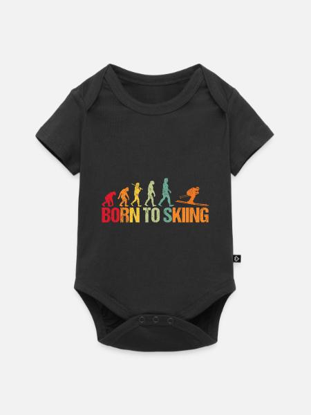 Evolution of Skiing - Baby Premium Kurzarmbody - Schwarz