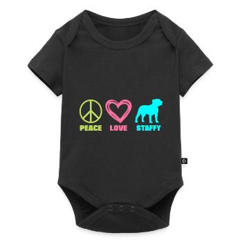 Staffordshire Bull Terrier Staffy Mom Peace Love - Baby Premium short-sleeve bodysuit - black - Front