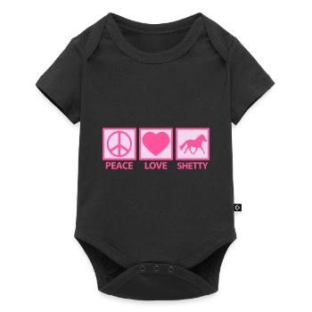 Shetland Pony Shetland Pony Peace Love Sayings Pink - Baby Premium short-sleeve bodysuit - black - Front