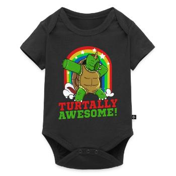 Dabbing Turtle TURTALLY AWESOME Funny Sea Turtle - Baby Premium short-sleeve bodysuit - black - Front