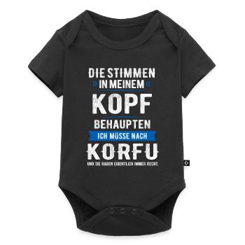 STIMMEN IM KOPF KORFU GRIECHENLAND GESCHENK - Baby Premium Kurzarmbody - Schwarz - Vorne