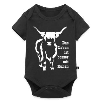 Kuh Kühe Rind Spruch Bauer Landwirt Leben Geschenk - Baby Premium Kurzarmbody - Schwarz - Vorne