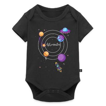 Astronaute, Espace, Planète, Étoile, Lune, Soleil - Body à manches courtes Premium Bébé - noir - Devant