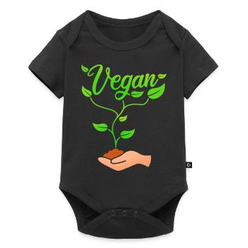 Vegan plant design for proud vegans - Baby Premium short-sleeve bodysuit - black - Front