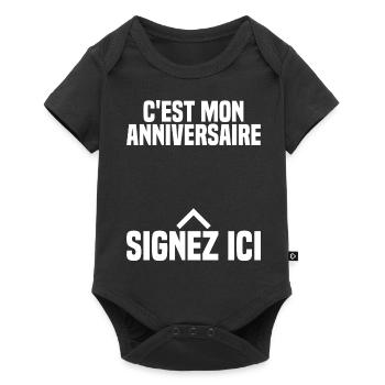 C'est Mon Anniversaire À Signer Cadeau Anniv - Body à manches courtes Premium Bébé - noir - Devant