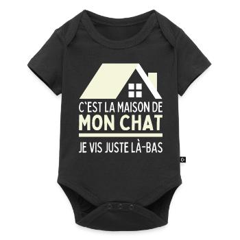 C'est La Maison De Mon Chat J'habite Chez Mon Chat - Body à manches courtes Premium Bébé - noir - Devant