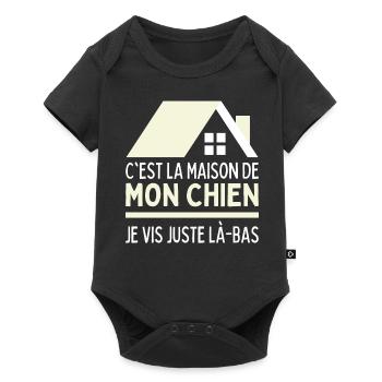 Je Vis Chez Mon Chien J'habite Maison De Mon Chien - Body à manches courtes Premium Bébé - noir - Devant