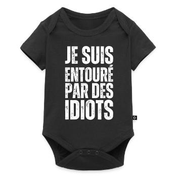 Je Suis Entouré Par Des Idiots Drôle Amitié Humour - Body à manches courtes Premium Bébé - noir - Devant