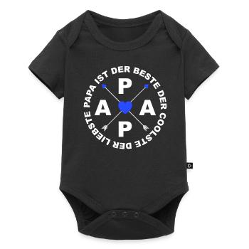 Papa ist der Beste Vatertag - Baby Premium Kurzarmbody - Schwarz - Vorne