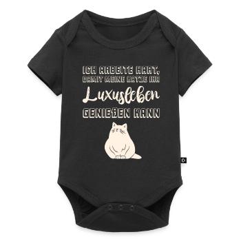 Ich arbeite hart damit meine Katze Luxusleben hat - Baby Premium Kurzarmbody - Schwarz - Vorne
