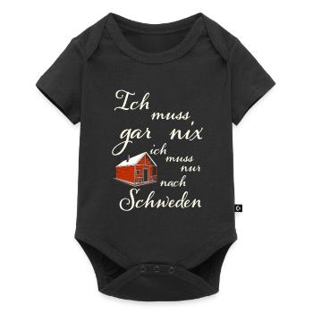 Ich muss gar nichts Ich muss nur nach Schweden - Baby Premium Kurzarmbody - Schwarz - Vorne