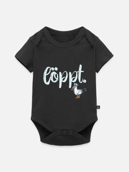 löppt plattdeutsch mit cooler Möwe Geschenk - Baby Premium Kurzarmbody - Schwarz