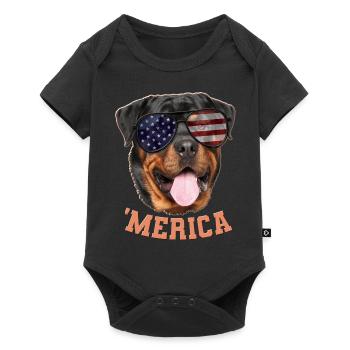 Merica Rottweiler Amerikanische Unabhängigkeitstag Geschenk - Baby Premium Kurzarmbody - Schwarz - Vorne