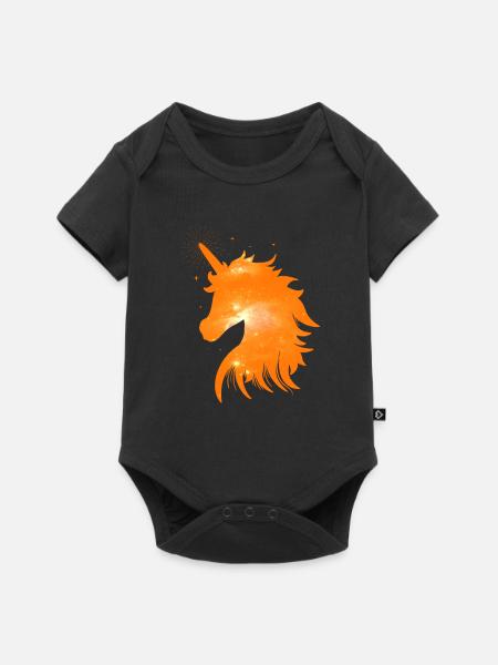 Orange unicorn great motif with magical space - Baby Premium short-sleeve bodysuit - black