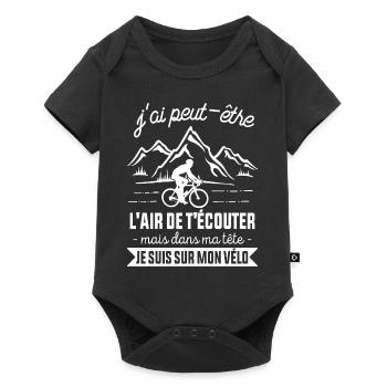 Cyclisme Dans Ma Tête Je suis sur Mon Vélo Humour - Body à manches courtes Premium Bébé - noir - Devant