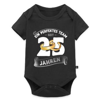 Traumpaar seit 25 Jahren Silberhochzeit Geschenk - Baby Premium Kurzarmbody - Schwarz - Vorne