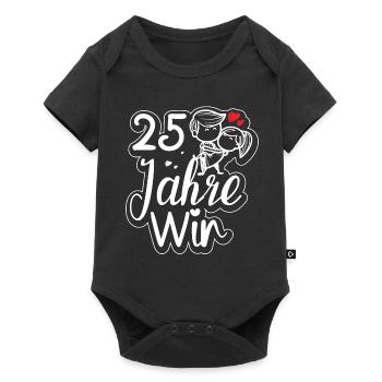 Traumpaar seit 25 Jahren Silberhochzeit Geschenk - Baby Premium Kurzarmbody - Schwarz - Vorne