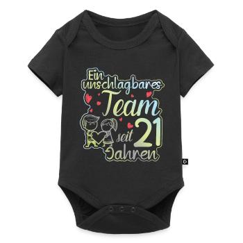 Ein perfektes Team seit 21 Jahren Hochzeitstag - Baby Premium Kurzarmbody - Schwarz - Vorne