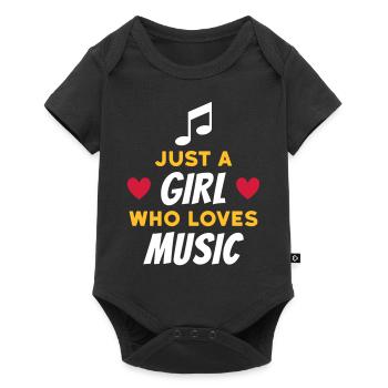Just a girl who loves music (note, hearts) - Baby Premium short-sleeve bodysuit - black - Front